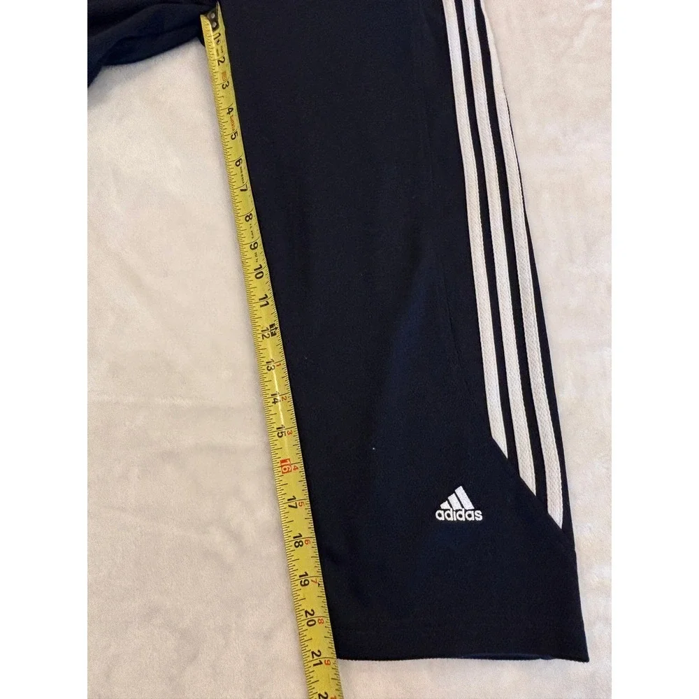 Adidas Navy Blue White Three Stripe Capri Track Pants Mens Small Athletic Crop